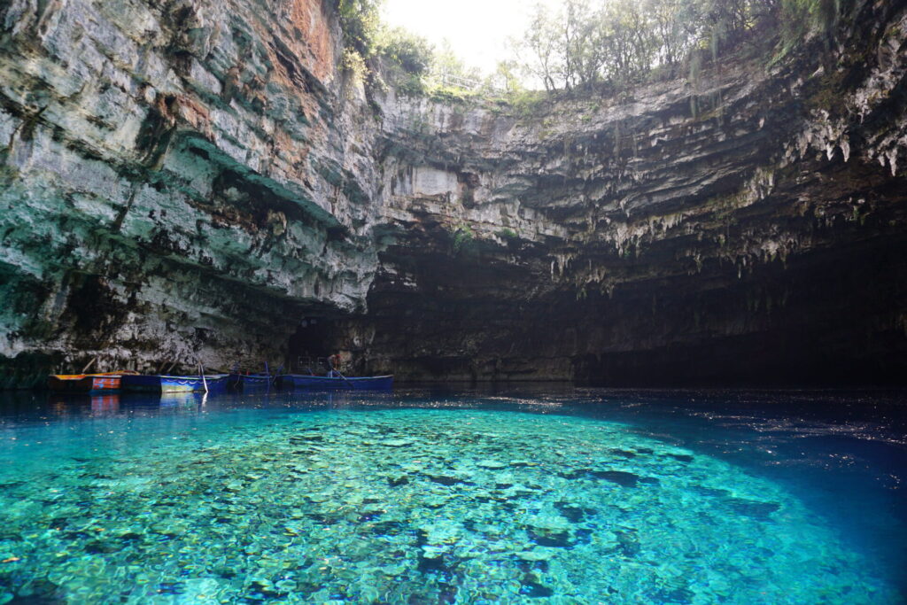 The underground lake of Melissani Cave